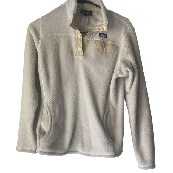 Patagonia Big Girls Size XL White Snap T Pullover Fleece Outdoor Sweater - Picture 1 of 8